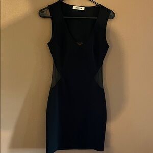 Mystic Black Mesh Panel Mini Dress